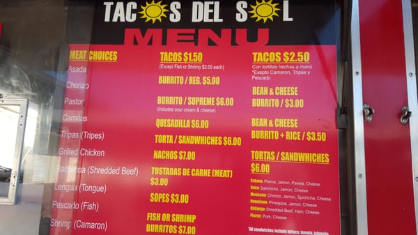 Menu photo 5 Tacos Del Sol Oakdale, CA Menu photo 5 Tacos Del Sol Oakdale, CA