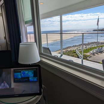 Sea Chambers - Sea Chambers, view from our room, watching church, back in NY, on Sunday morning. - Hotels Near Me - Ogunquit, Maine