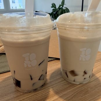 Torotea - Ember milk tea with barley jelly (right) and cassia milk tea with brown sugar tapiochi (left). Both less sweet with no ice. - Bubble Tea Near Me - Santa Ana, California Torotea - Ember milk tea with barley jelly (right) and cassia milk tea with brown sugar tapiochi (left). Both less sweet with no ice. - Bubble Tea Near Me - Santa Ana, California