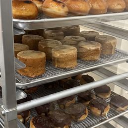 a variety of doughnuts on display