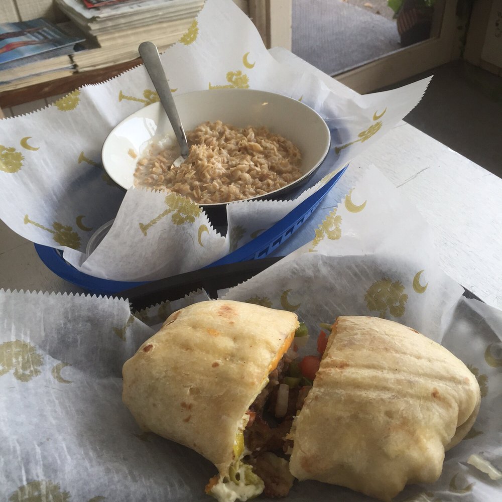 Sippin Cow - The Bull Breakfast Burrito with a side of oatmeal - American Near Me - Bluffton, South Carolina Sippin Cow - The Bull Breakfast Burrito with a side of oatmeal - American Near Me - Bluffton, South Carolina