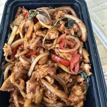 KPB Asian Bistro - Basil Chicken  family size for 3... 23$ Americans. Make sure they add some spice to it or else you'll be sorry - Asian Fusion Near Me - Tustin, California
