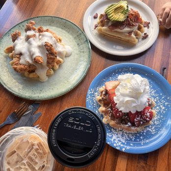 Waffle Me Up - Chicken waffle, strawberry waffle and I believe the OB Deluxe - Breakfast & Brunch Near Me - Boise, Idaho Waffle Me Up - Chicken waffle, strawberry waffle and I believe the OB Deluxe - Breakfast & Brunch Near Me - Boise, Idaho