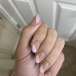 Sky Nails & Spa - Acrylic with dip powder and design. Oval shape. Love it!