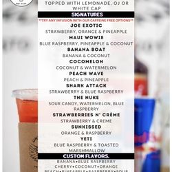Drive Thru Joe - Energy Infusions Menu