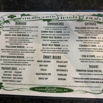 Mulligan's Pub - Menu - Pubs Near Me - Kissimmee, Florida Mulligan's Pub - Menu - Pubs Near Me - Kissimmee, Florida