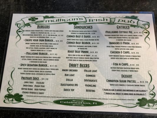 Menu photo 1 Mulligan's Pub Kissimmee, FL Menu photo 1 Mulligan's Pub Kissimmee, FL