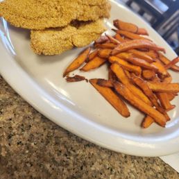2 piece catfish with sweet potato fries 2 piece catfish with sweet potato fries