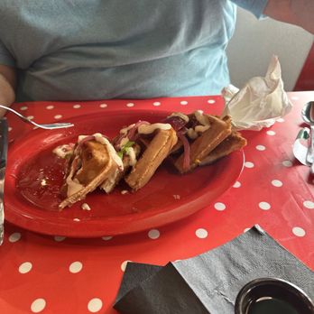 The Friendly Toast - My husband's chicken and waffles. - Breakfast & Brunch Near Me - Dedham, Massachusetts The Friendly Toast - My husband's chicken and waffles. - Breakfast & Brunch Near Me - Dedham, Massachusetts
