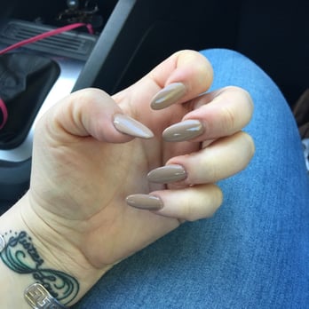 Galaxy Nails - Thin oval shaped gel nails done by Hannah - Nail Salons Near Me - Miami, Florida