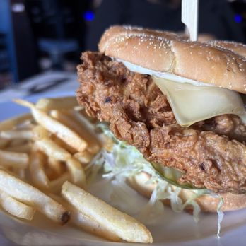 The Blue Glass - Buttermilk Fried Chicken Sandwich - Cocktail Bars Near Me - Seattle, Washington The Blue Glass - Buttermilk Fried Chicken Sandwich - Cocktail Bars Near Me - Seattle, Washington