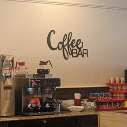 a coffee bar with coffee machines a coffee bar with coffee machines