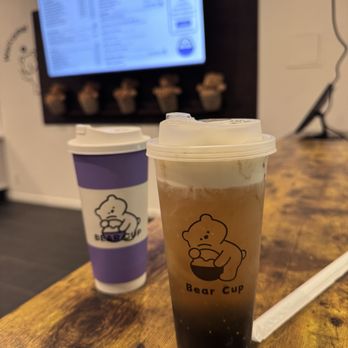 Bear Cup - Jasmine Green Milk Tea & Osmanthus Oolong Tea w/ Cheese Foam - Bubble Tea Near Me - Fullerton, California