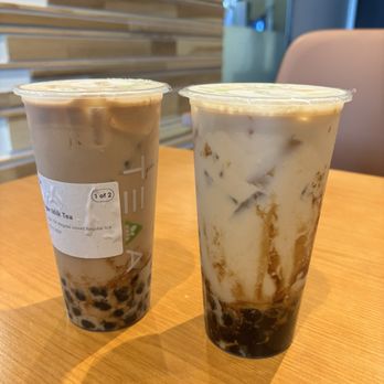 TEAA byme - Dark Sugar Milk Tea(left) and Dark Sugar Jasmine Milk Tea(right) - Bubble Tea Near Me - Missouri City, Texas TEAA byme - Dark Sugar Milk Tea(left) and Dark Sugar Jasmine Milk Tea(right) - Bubble Tea Near Me - Missouri City, Texas