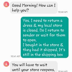 David's Bridal - TEXT BETWEEN DAVID'S BRIDAL CUSTOMER SERVICE DEPT AND ME