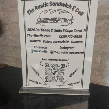 The Rustic Sandwich Deli - Flyer - Delis Near Me - Cape Coral, Florida
