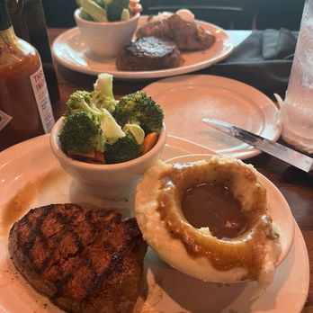Texas Roadhouse - Dallas filets, vegetables and mashed potatoes with gravy, baked potato - Barbeque Near Me - Rialto, California Texas Roadhouse - Dallas filets, vegetables and mashed potatoes with gravy, baked potato - Barbeque Near Me - Rialto, California