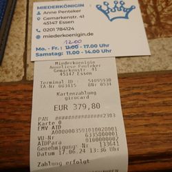 Miederkönigin - Die Rechnung und die Visitenkarte