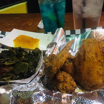 The Rolling Rooster - Three piece meal with side. See that little square of cornbread? Need bigger slices! Otherwise delicious. - Chicken Wings Near Me - Austin, Texas