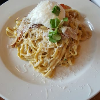 Ask For Luigi - Carbonara with fried egg - Italian Near Me - Vancouver, British Columbia Ask For Luigi - Carbonara with fried egg - Italian Near Me - Vancouver, British Columbia