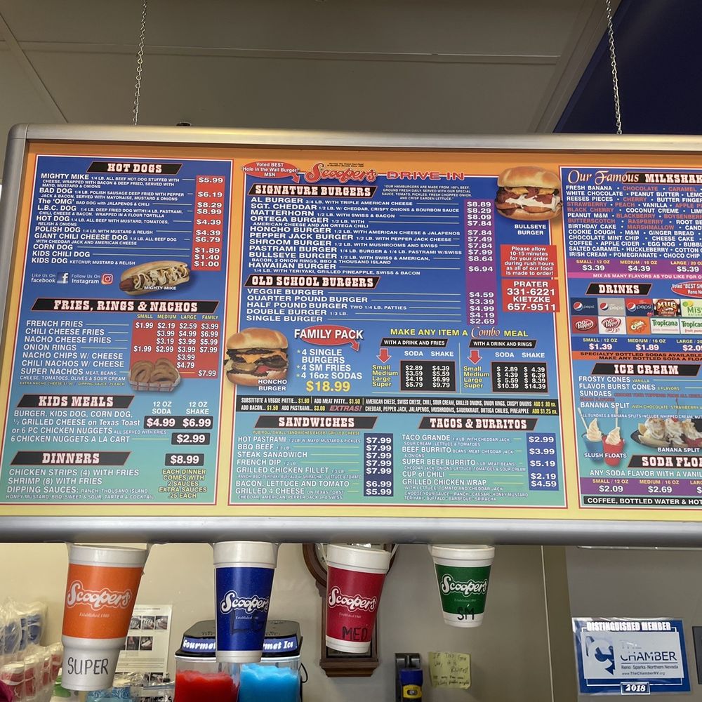 Scoopers - Menu August 2022 - Burgers Near Me - Reno, Nevada