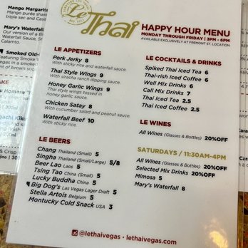 Le Thai - Happy Hour - Thai Near Me - Las Vegas, Nevada
