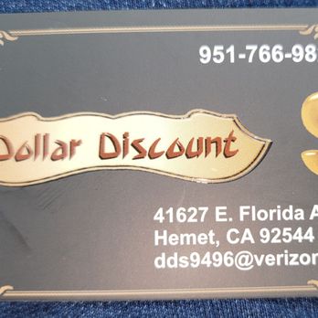 Dollar Discount - Business card - Discount Store Near Me - Hemet, California