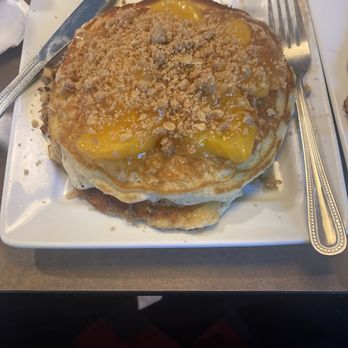 Dirty's Bar & Grill - Peach Cobbler Pancakes - American Near Me - Charleston, Illinois Dirty's Bar & Grill - Peach Cobbler Pancakes - American Near Me - Charleston, Illinois