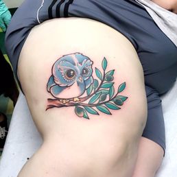 Hossein's thigh piece for me - it represents my daughter, Athena.