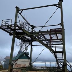 Whiskeytown National Recreation Area Visitor Center - Reaching the top of South Fork trail. Burned fire lookout remains.