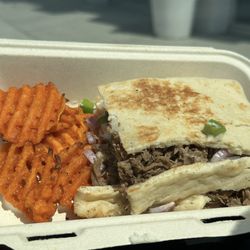 Clean Eatz - Philly Flatbread and Sweet Potato Fries