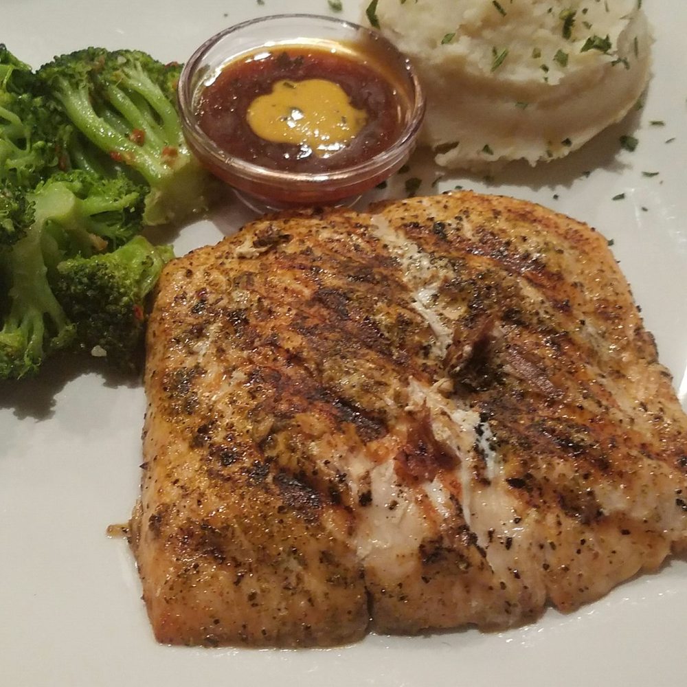 Bonefish Grill - Salmon with asian sauce and mash potatoes - Seafood Near Me - Durham, North Carolina