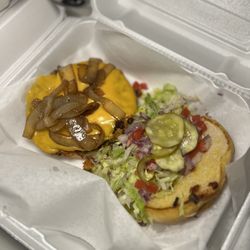 Rush on Main - Carryout Beanie Burger + Cheese + Grilled Onion