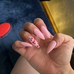 Sparkle Nails n Spa - Stiletto with cherry decals