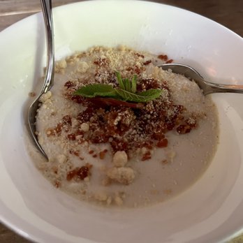 Den Glade Gris - Dessert: white chocolate-coffee mousse and candied smoked bacon on top - Gastropubs Near Me - Oslo, 03 Den Glade Gris - Dessert: white chocolate-coffee mousse and candied smoked bacon on top - Gastropubs Near Me - Oslo, 03