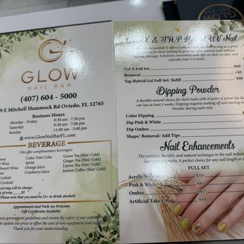 glow nail bar prices