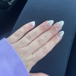 redPOLiSH - Gel flood all over my cuticles and chrome on cuticles too, not evenly placed tips and not straight