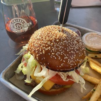The Kitchen At Priest Ranch - Burger, fries and glass of rose. - Wine Bars Near Me - Yountville, California The Kitchen At Priest Ranch - Burger, fries and glass of rose. - Wine Bars Near Me - Yountville, California