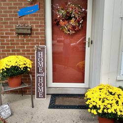 Jenkins Painting - Wreath made to complement the new door color.