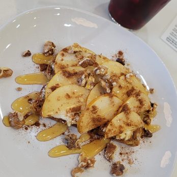Fount Coffee + Kitchen - Pear, goat cheese and honey stack. - Coffee & Tea Near Me - Morrisville, North Carolina Fount Coffee + Kitchen - Pear, goat cheese and honey stack. - Coffee & Tea Near Me - Morrisville, North Carolina