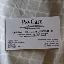 PsyCare - Dr. Cyril Balce's card with her extension. I know I can depend on her to respond back in person or via a call back when I leave voicemails.