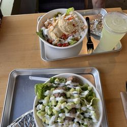 Lafa Mediterranean by Zeina's - Romaine salad bowl w/ tzatziki, lamb meatballs, and cucumbers
