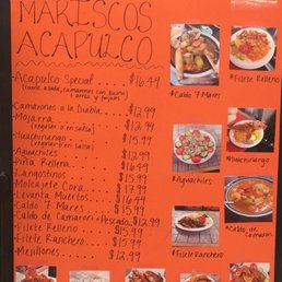 a menu on a vending machine