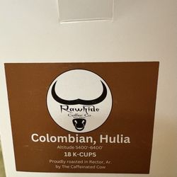 The Caffeinated Cow - An 18 count box of K-cups Hulia Columbian coffee