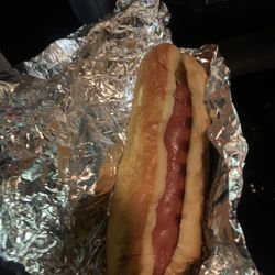 Grilled beef hotdog