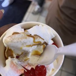 Felipe's Heladeria - Vanilla ice cream with cinnamon sugar, whipped cream, caramel, and cherries.