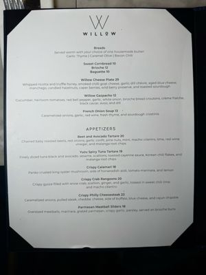 Menu photo 1 Willow Vegan Bistro New York, NY Menu photo 1 Willow Vegan Bistro New York, NY