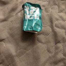 a plastic bag on a quilt a plastic bag on a quilt