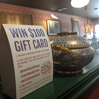 Sweet Basil Restaurant - Decorative container and how to win a gift card - Thai Near Me - Ottawa, Ontario Sweet Basil Restaurant - Decorative container and how to win a gift card - Thai Near Me - Ottawa, Ontario