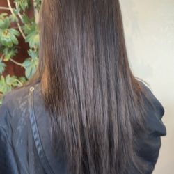 Tangles Salon & Spa - Before extensions and after Abbie colored my hair